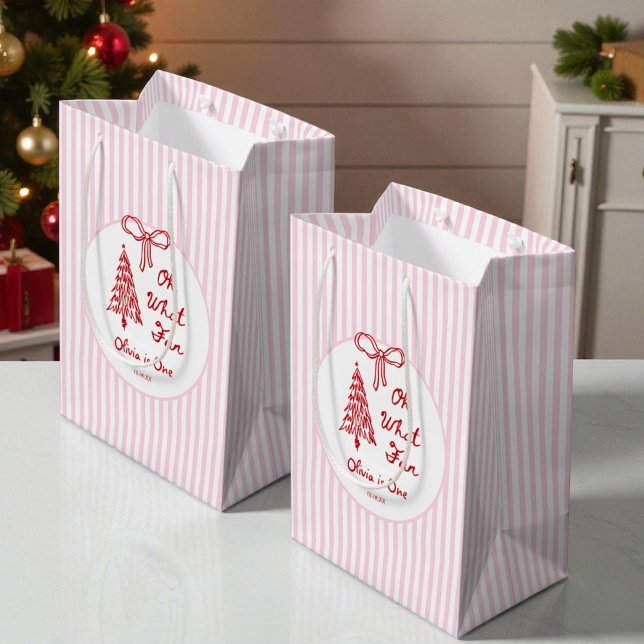 Sac Cadeau Moyen Whimsical Girl Oh What Fun 1st Birthday Party (Créateur téléchargé)