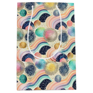 Sac Cadeau Moyen Whimsical Pastel Rainbow Waves & Parties scintilla
