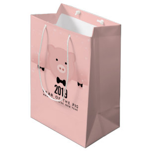 Sac Cadeau Moyen Whimsical Pink Pig mignon Nouvel An Chinois 2019