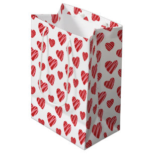 Sac Cadeau Moyen Whimsical Red Hearts Saint Valentin
