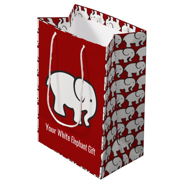 Sac Cadeau Moyen White Elephants Design Gift Bag (Devant Angle)