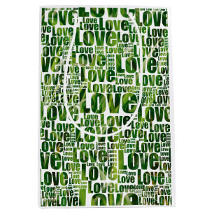 Sac Cadeau Moyen White & Green Love Lawn Care Service Medium Gift B