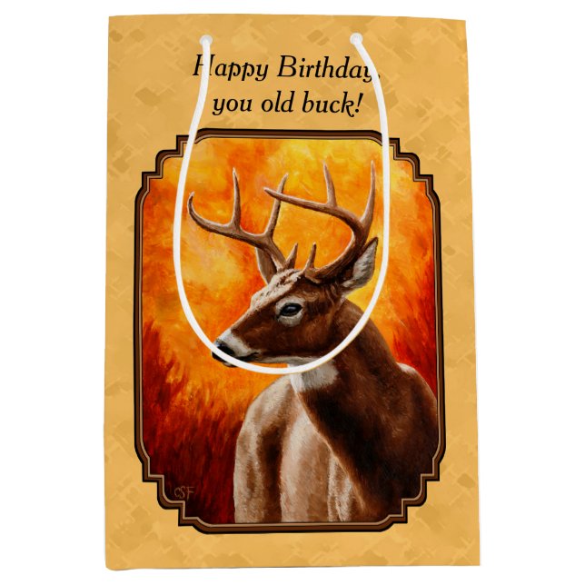 Sac Cadeau Moyen Whitetail Deer Autumn (Devant)