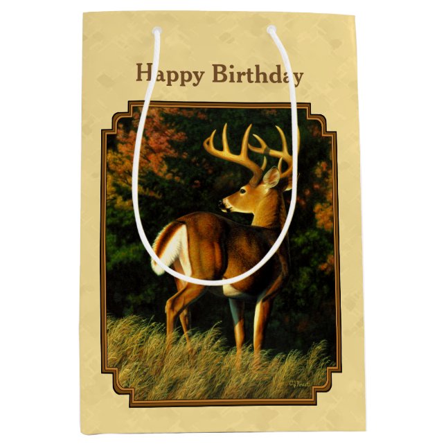 Sac Cadeau Moyen Whitetail Deer Monster Buck Yellow (Devant)