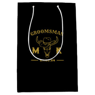 Sac Cadeau Moyen Wild West Cowboy Personnalisé Groomsmen Monogramme