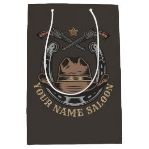 Sac Cadeau Moyen Wild West Revolver Horseshoe Western Cowboy Saloon