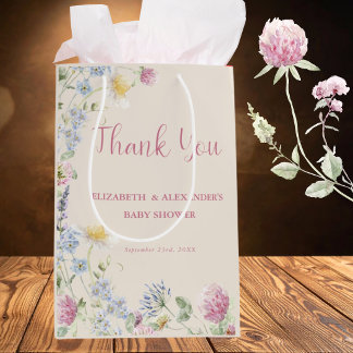 Sac Cadeau Moyen Wildflower Couples Baby Shower Thank You