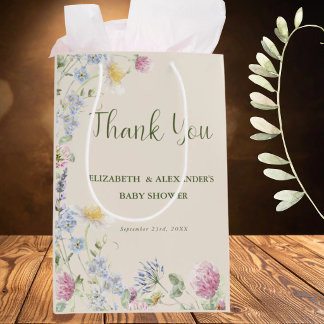 Sac Cadeau Moyen Wildflower Couples Baby Shower Thank You