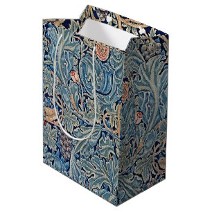 Sac Cadeau Moyen William Morris Beau motif floral bleu rose