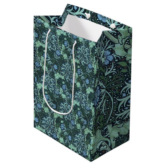 Sac Cadeau Moyen William Morris Motif d'algues (Devant Angle)