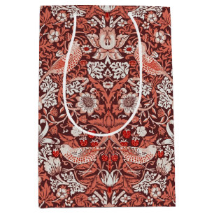 Sac Cadeau Moyen William Morris Strawberry Thief Oiseau en Terracot