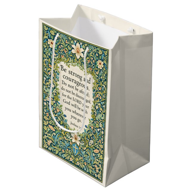 Sac Cadeau Moyen William Morris style floral and scripture (Devant Angle)