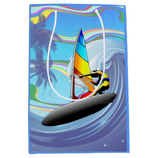 Sac Cadeau Moyen WindSurfer sur Big Ocean Waves (Devant)