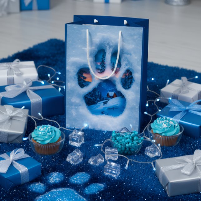 Sac Cadeau Moyen Winter Paw Print Tote Bag  (Créateur téléchargé)