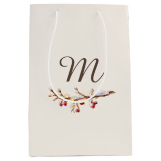 Sac Cadeau Moyen Winter Pinecone & Berry  Monogram