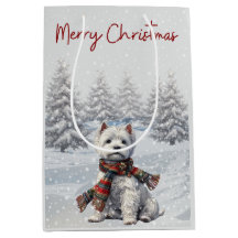 Winter Westie Merry Christmas Gift Bag