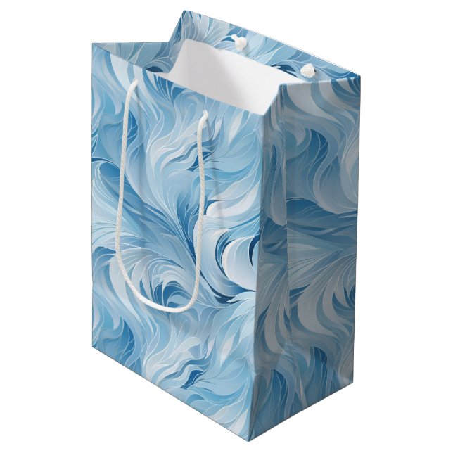 Sac Cadeau Moyen Winter Wonderland Bleu gelé motif (Devant Angle)