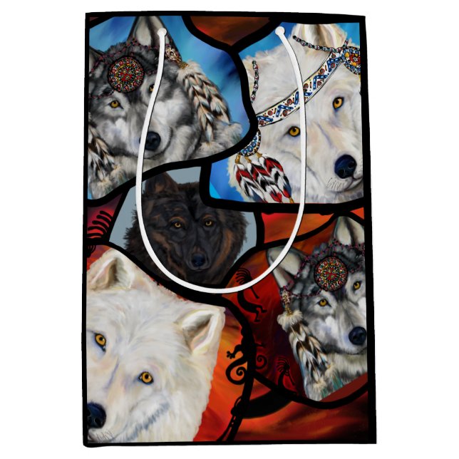 SAC CADEAU MOYEN WOLF ART (Devant)