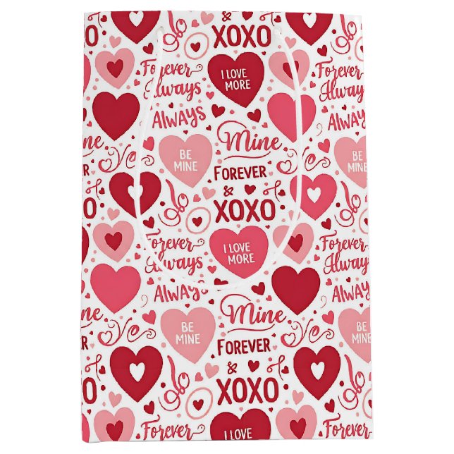 Sac Cadeau Moyen XOXO & Always Be Mine Valentine Wrapping Paper (Devant)