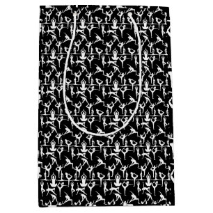 Sac Cadeau Moyen Yoga pose motif 01.bx4.Black BG