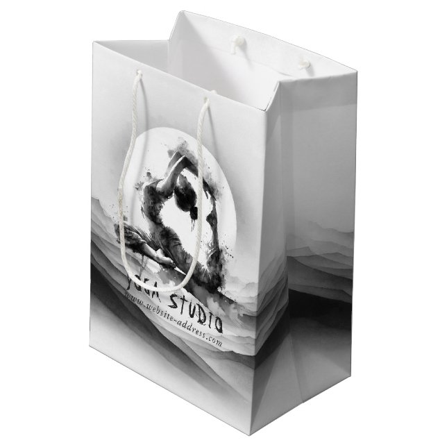 Sac Cadeau Moyen Yoga Reiki à une jambe King Pigeon Pose Aquarelle (Dos Angle)