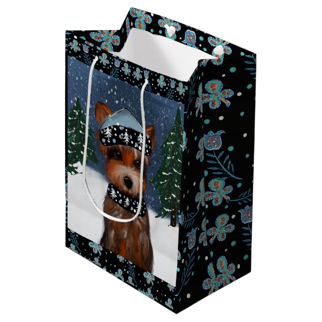 Sac Cadeau Moyen Yorkie           (Devant Angle)