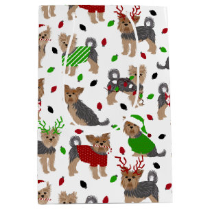 Sac Cadeau Moyen Yorkie Christmas Yorkshire Terrier Dog