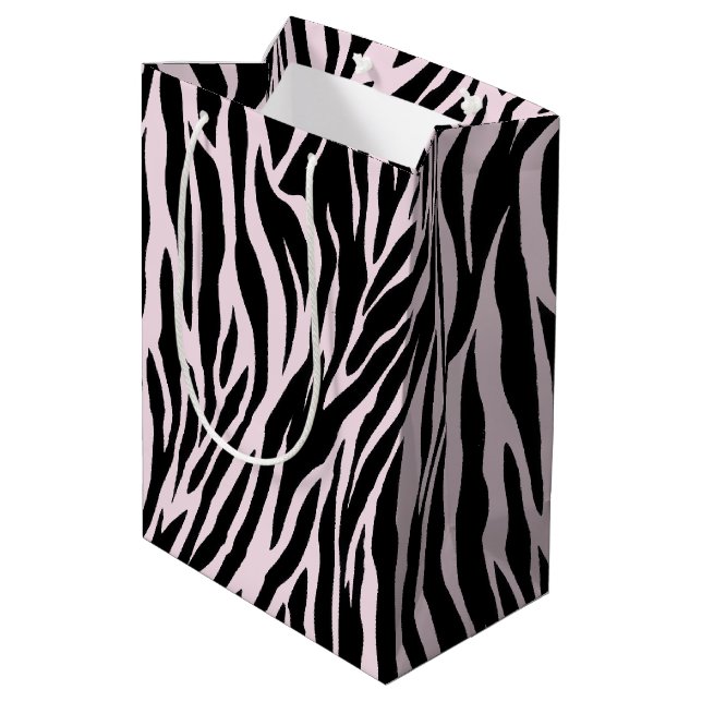 Sac Cadeau Moyen Zebra Stripes Sur Pastel Pink (Dos Angle)