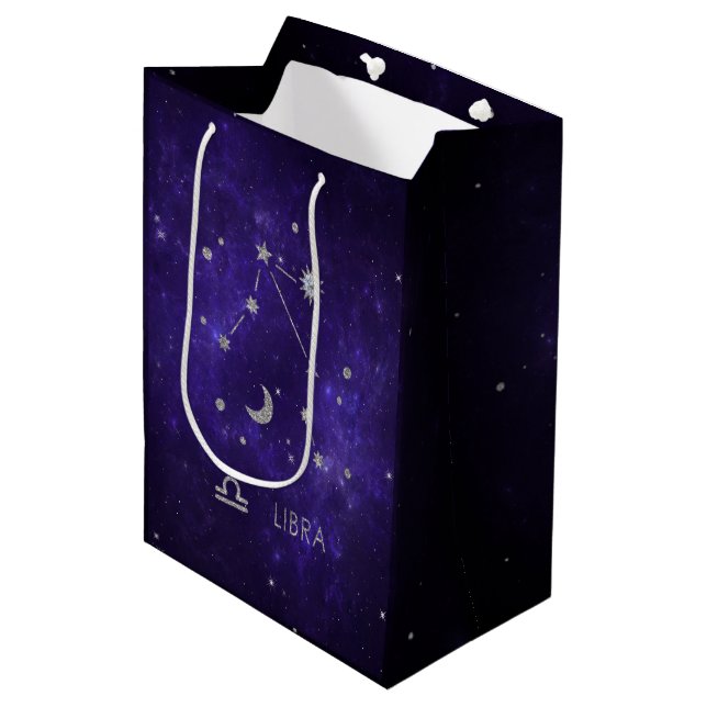 Sac Cadeau Moyen Zodiac Purple Libra | Horoscope d'astrologie cosmi (Devant Angle)