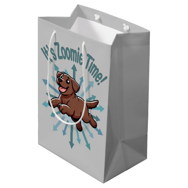 Sac Cadeau Moyen Zoomie Time Chocolate Lab (Dos Angle)