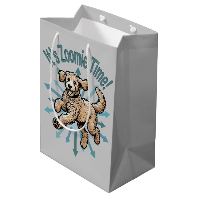 Sac Cadeau Moyen Zoomie Time Golden Doodle (Dos Angle)