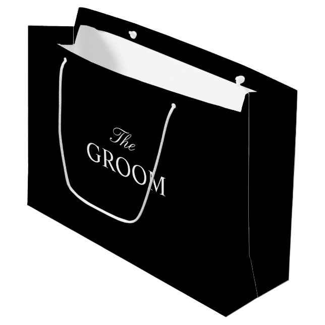 Sac cadeau noir blanc Groom (Devant Angle)