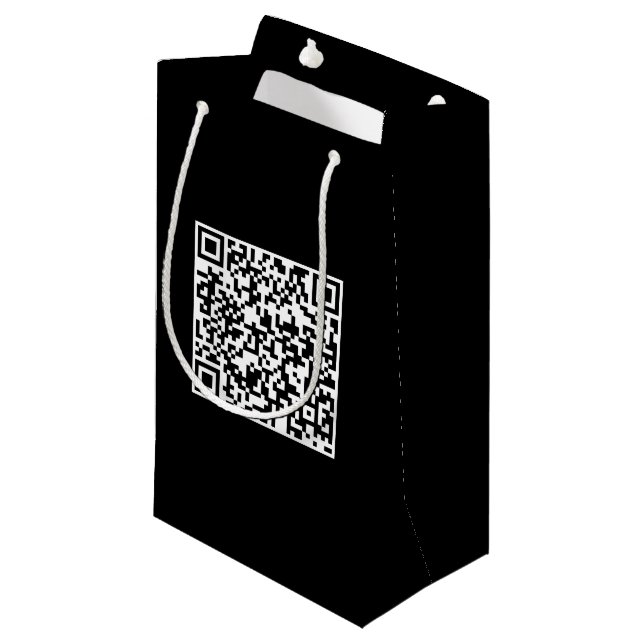 Sac Cadeau Noir Personnalisé avec Code QR Marque (Devant Angle)