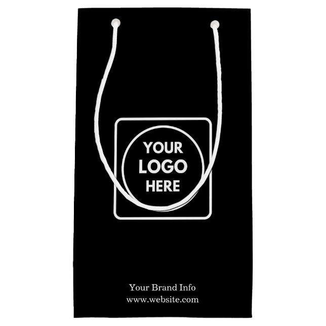 Sac cadeau noir | Sac petit format avec logo d'ent (Devant)