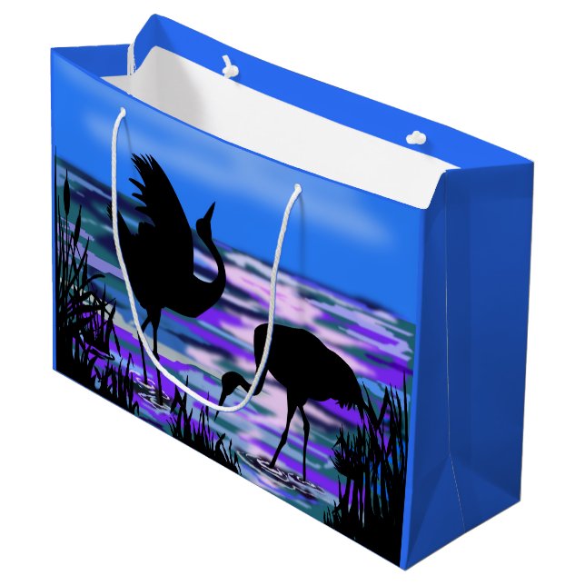 Sac Cadeau Oiseaux Grues - Danse d'Amour (Devant Angle)
