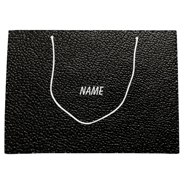 sac cadeau original en cuir noir (Devant)