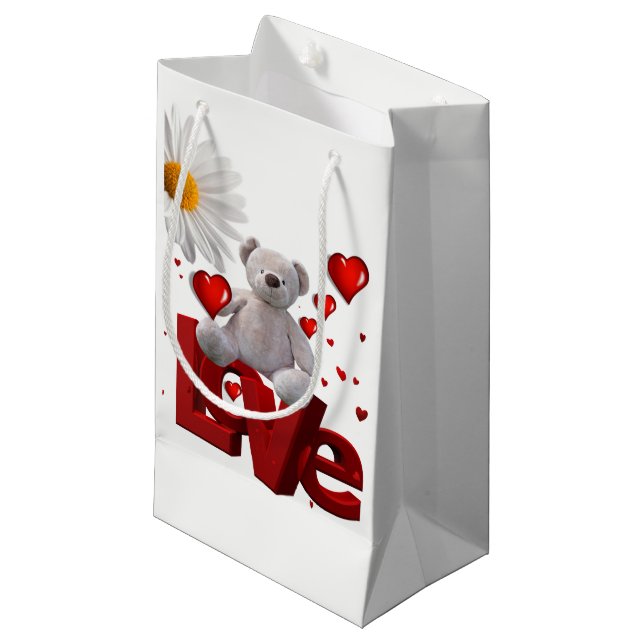 Sac cadeau Ours en peluche de Saint-Valentin (Devant Angle)