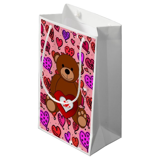 Sac cadeau Ours en peluche de Saint-Valentin (Devant Angle)