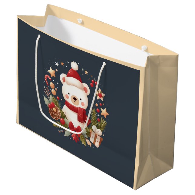 Sac cadeau Ours Père Noël Mignonne/Whimsical (Devant Angle)