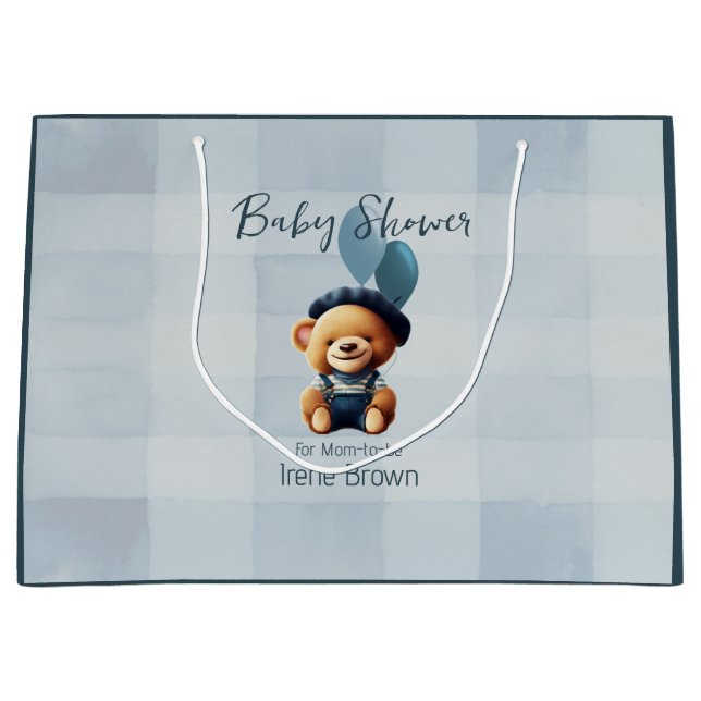 Sac cadeau Ours personnalisé Jean Baby shower (Devant)