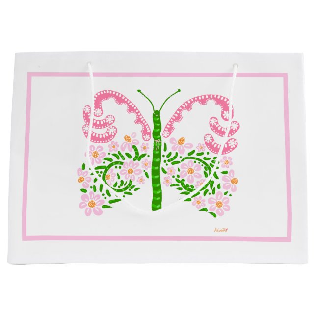 Sac cadeau Papillon rose de printemps (Devant)