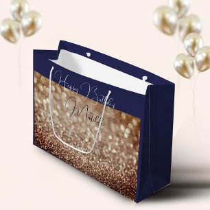 Sac Cadeau Parties scintillant Bokeh rose or script nom grand