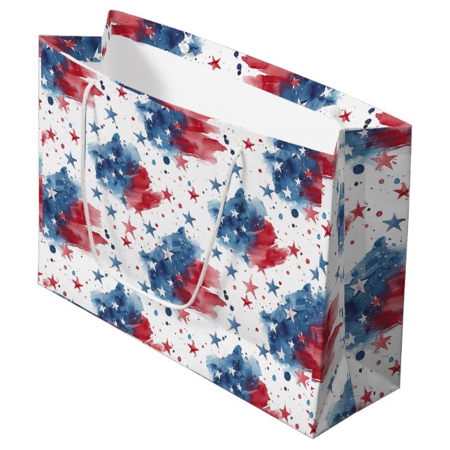 Sac cadeau Patriotic Red White and Blue Stars (Devant Angle)