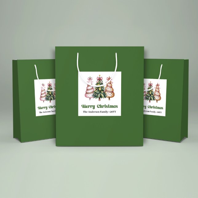 Sac Cadeau personnalisé avec Imprimé Léopard d'Arb (Modern Christmas Tree Leopard Print Gift Bag Custom)