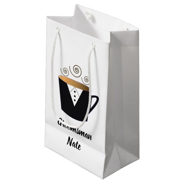 Sac cadeau personnalisé avec nom des garçons d'hon (Devant Angle)