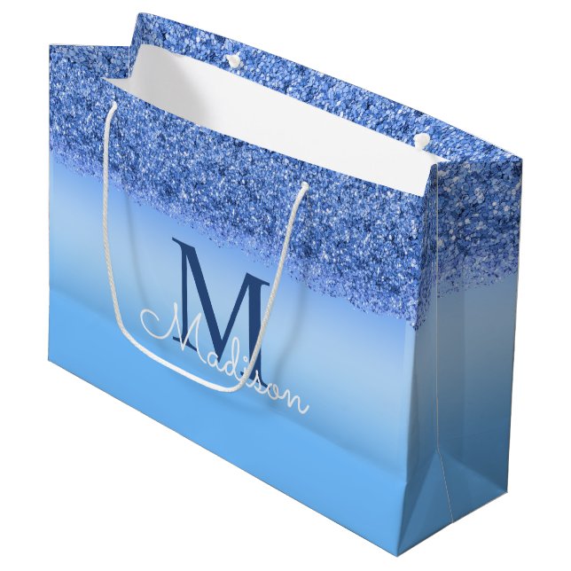 Sac cadeau personnalisé Blue Faux Monogram Sweet 1 (Devant Angle)