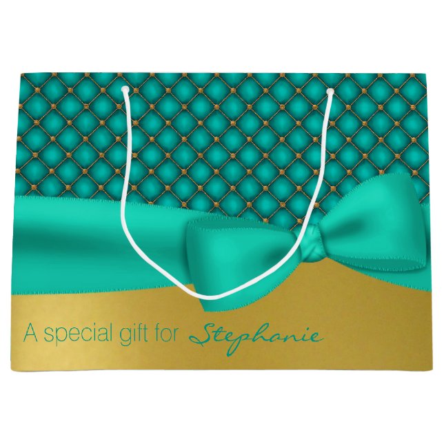 Sac cadeau personnalisé Chic Aqua et Gold Motif