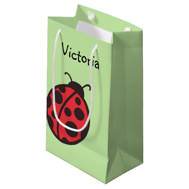Sac cadeau personnalisé de coccinelle (Devant Angle)