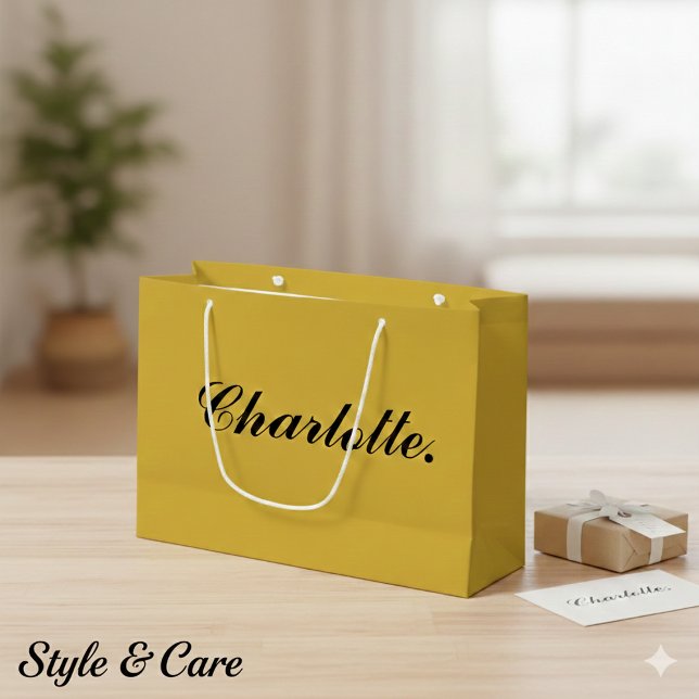 Sac cadeau personnalisé grand format avec nom (Stylish Large Personalized Gift Bag with Name)