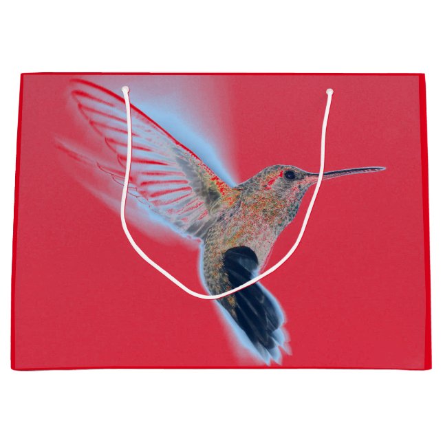 Sac cadeau PERSONNALISÉ INITIAL ROUGE VOL HUMMINGB (Devant)